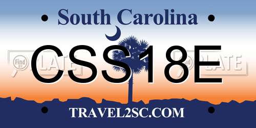 CSS18E South Carolina License Plate