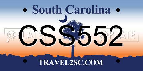 CSS552 South Carolina License Plate