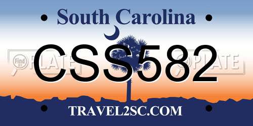 CSS582 South Carolina License Plate