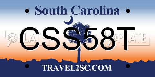 CSS58T South Carolina License Plate