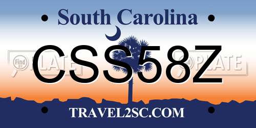 CSS58Z South Carolina License Plate