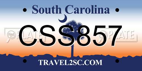 CSS857 South Carolina License Plate
