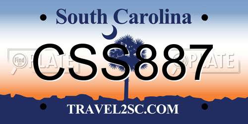 CSS887 South Carolina License Plate
