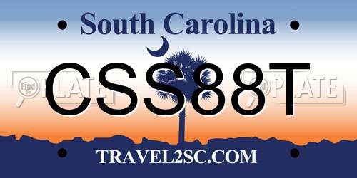 CSS88T South Carolina License Plate