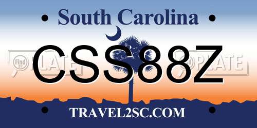 CSS88Z South Carolina License Plate