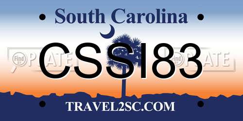 CSSI83 South Carolina License Plate