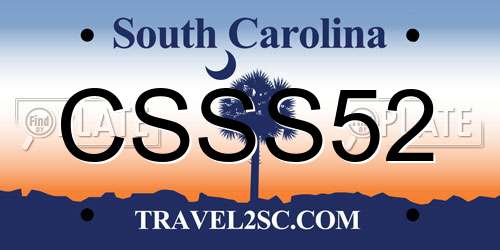 CSSS52 South Carolina License Plate