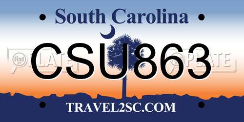 CSU863 South Carolina License Plate