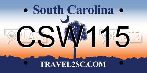 CSW115 South Carolina License Plate