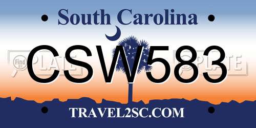 CSW583 South Carolina License Plate