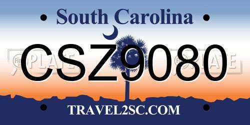 CSZ9080 South Carolina License Plate