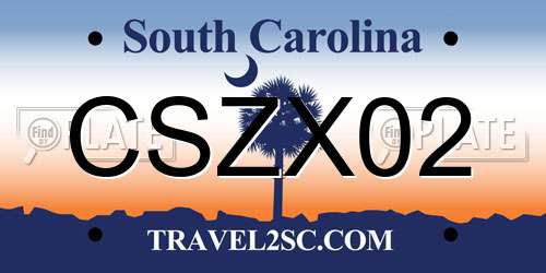 CSZX02 South Carolina License Plate