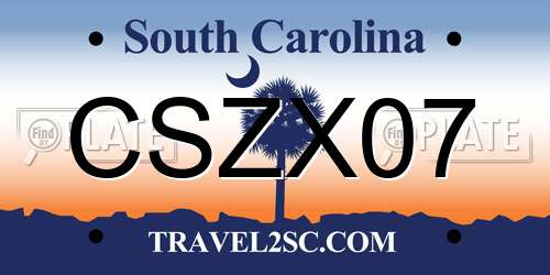 CSZX07 South Carolina License Plate