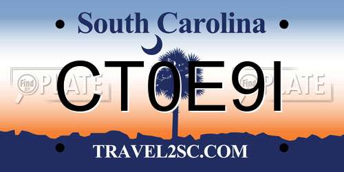 CT0E9I South Carolina License Plate