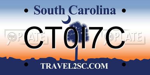 CT0I7C South Carolina License Plate