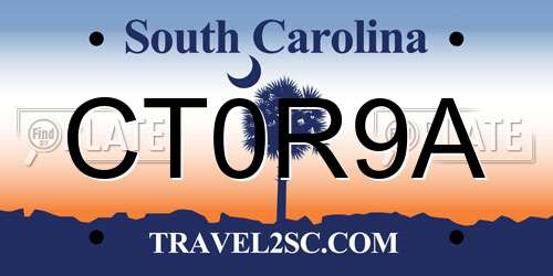 CT0R9A South Carolina License Plate