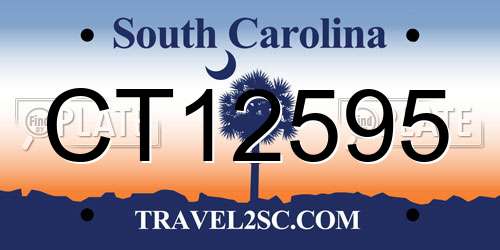 CT12595 South Carolina License Plate