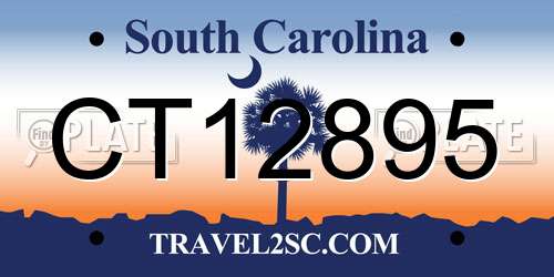 CT12895 South Carolina License Plate
