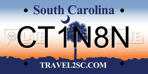 CT1N8N South Carolina License Plate