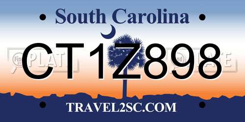 CT1Z898 South Carolina License Plate