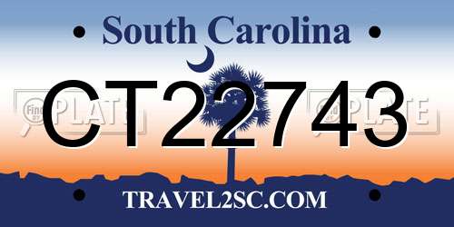 CT22743 South Carolina License Plate