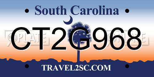 CT2G968 South Carolina License Plate