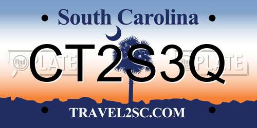 CT2S3Q South Carolina License Plate