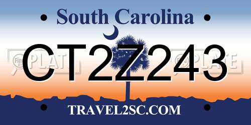 CT2Z243 South Carolina License Plate