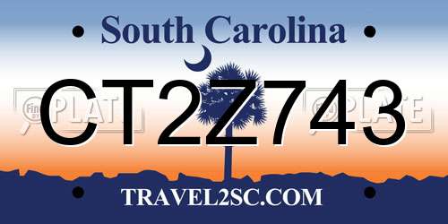 CT2Z743 South Carolina License Plate