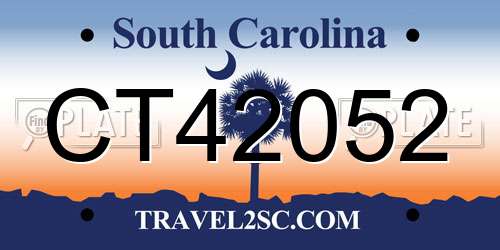 CT42052 South Carolina License Plate