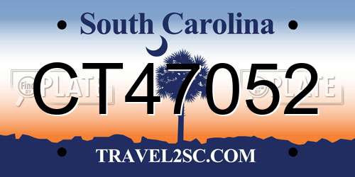 CT47052 South Carolina License Plate