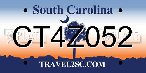 CT4Z052 South Carolina License Plate