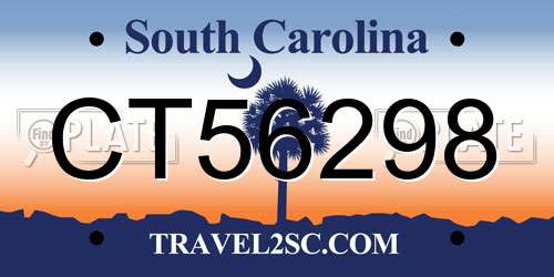 CT56298 South Carolina License Plate