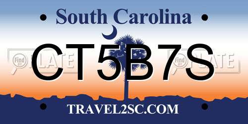 CT5B7S South Carolina License Plate