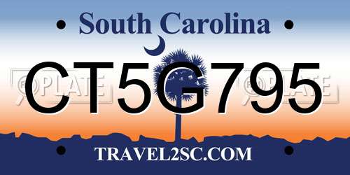 CT5G795 South Carolina License Plate
