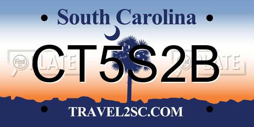 CT5S2B South Carolina License Plate