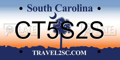 CT5S2S South Carolina License Plate