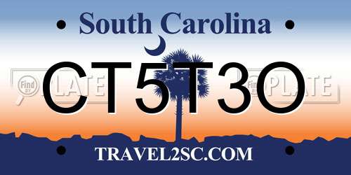 CT5T3O South Carolina License Plate