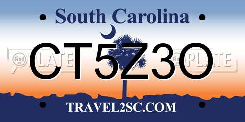 CT5Z3O South Carolina License Plate