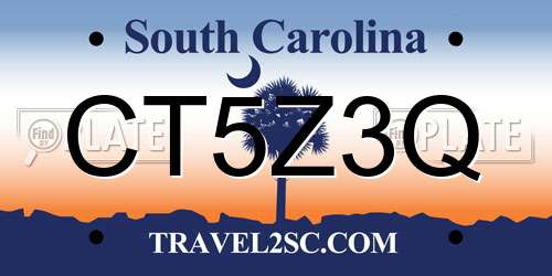CT5Z3Q South Carolina License Plate