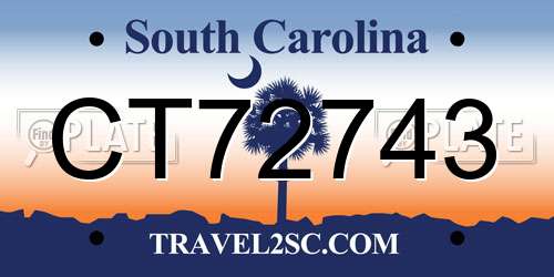 CT72743 South Carolina License Plate