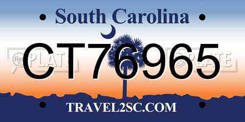CT76965 South Carolina License Plate