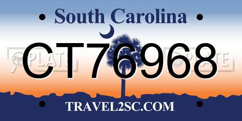 CT76968 South Carolina License Plate