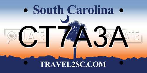 CT7A3A South Carolina License Plate