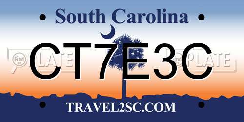 CT7E3C South Carolina License Plate