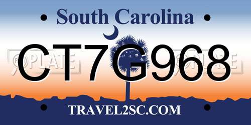 CT7G968 South Carolina License Plate
