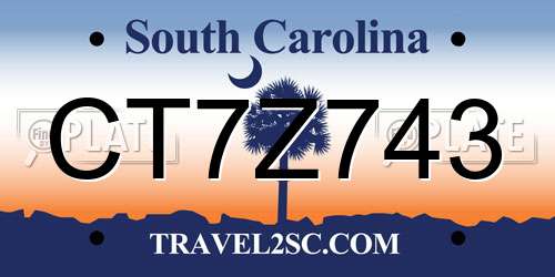 CT7Z743 South Carolina License Plate
