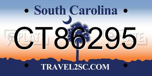 CT86295 South Carolina License Plate