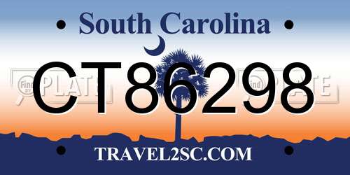 CT86298 South Carolina License Plate