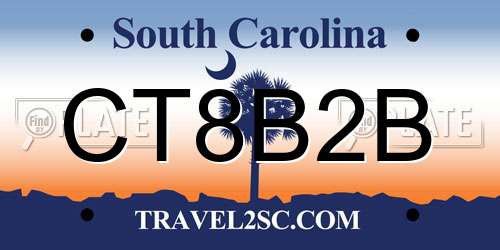 CT8B2B South Carolina License Plate